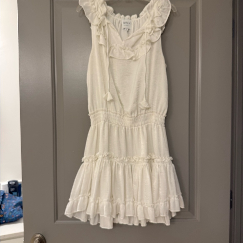 Misa Los Angeles White Ruffled Tiered Sundress
